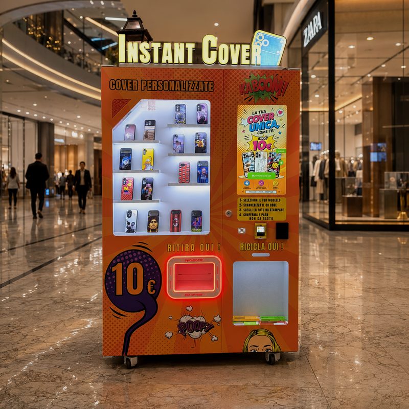 Distributore self-service Instant Cover per cover personalizzate in un mall